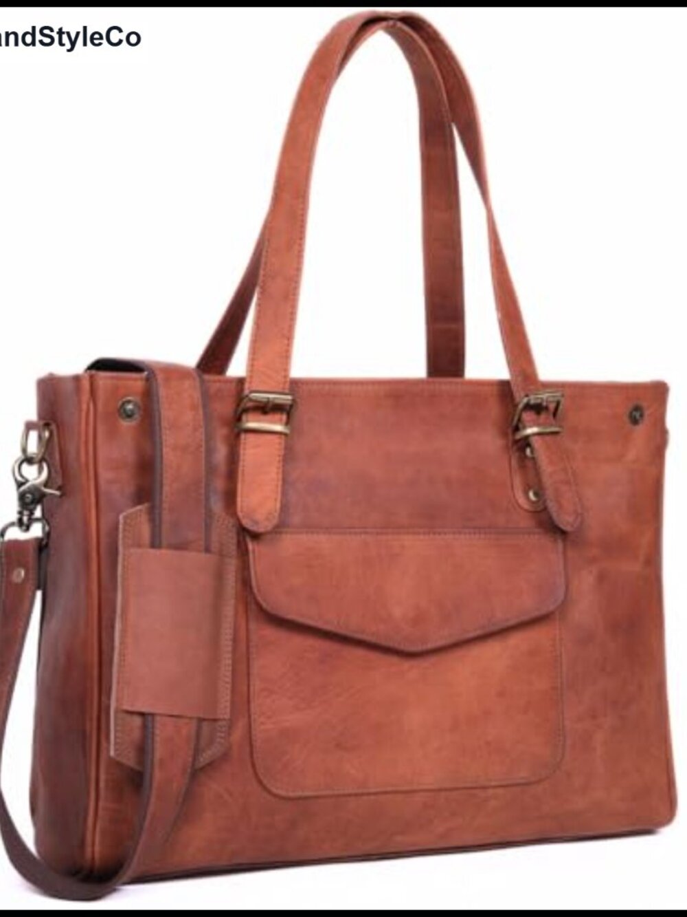 Genuine Leather Laptop Bag for Women Large Work Tote Messenger Briefcase 15.6"